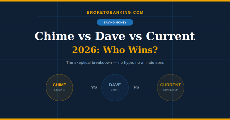 Chime vs Dave vs Current 2026: Which Banking App Is Actually Worth It?